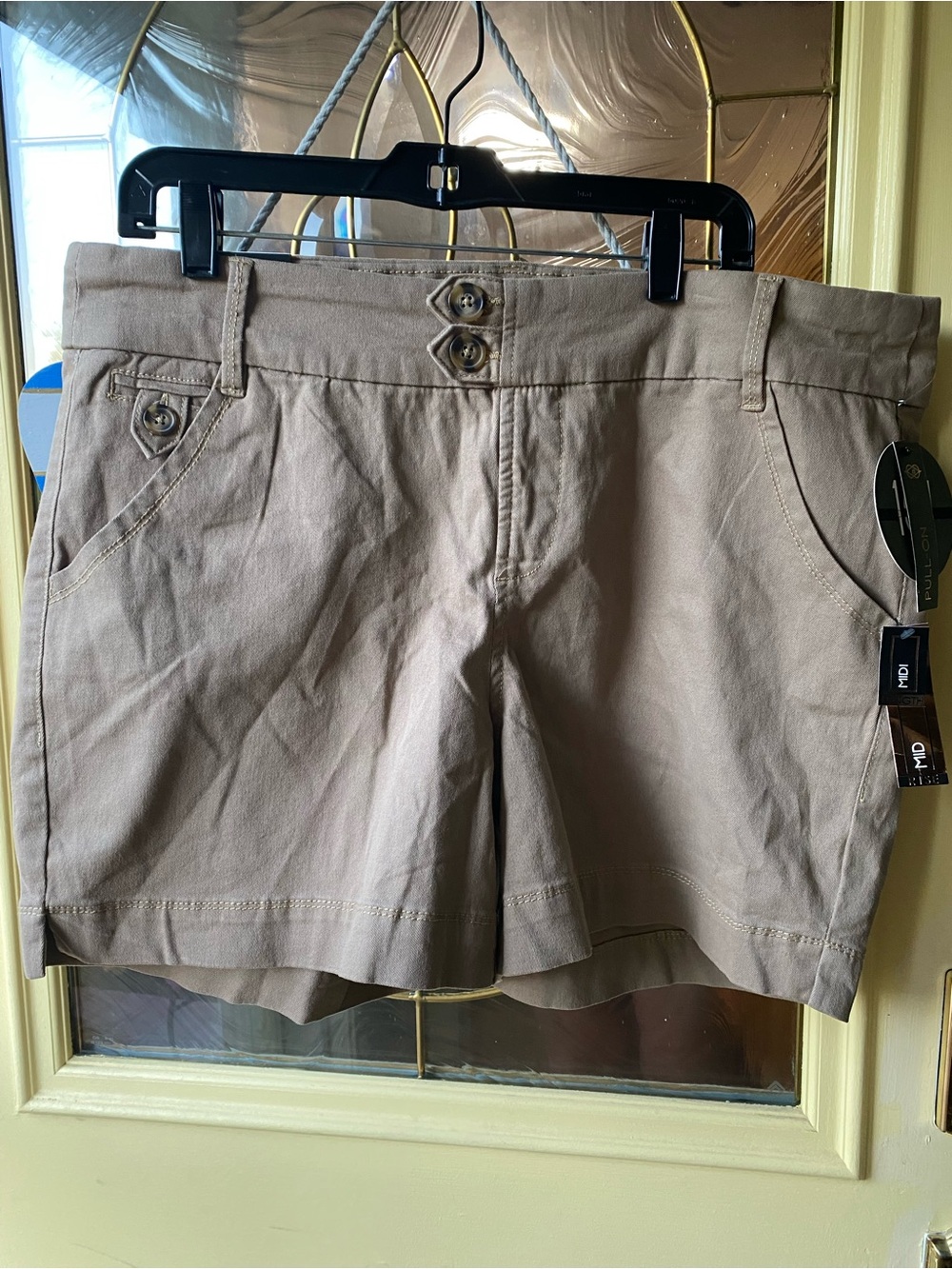 Khaki Pull-on Casual Shorts, L